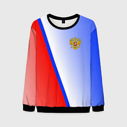 Свитшот мужской Россия полосы с гербом, цвет: 3D-черный