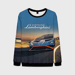 Свитшот мужской Lamborghini Huracan STO - car racing, цвет: 3D-черный