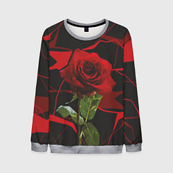 Свитшот мужской Одинокая красная роза, цвет: 3D-меланж
