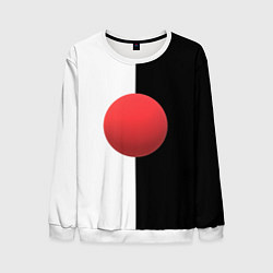 Свитшот мужской Красный шар на черно-белом фоне с объемным эффекто, цвет: 3D-белый