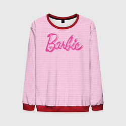 Мужской свитшот Барби - логотип на клетчатом фоне