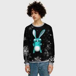 Свитшот мужской Cheeky rabbit celebrates the new year, цвет: 3D-меланж — фото 2
