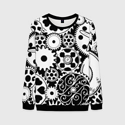 Свитшот мужской Шестеренки в черно-белом стиле, цвет: 3D-черный