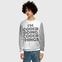 Свитшот мужской Im doing coder things: на светлом, цвет: 3D-белый — фото 2