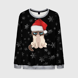 Мужской свитшот Грустный кот новый год