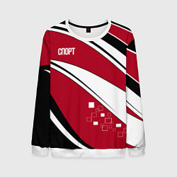 Свитшот мужской Красно черная абстракция на белом спорт, цвет: 3D-белый