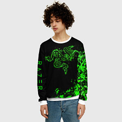 Свитшот мужской Razer брызги, цвет: 3D-белый — фото 2