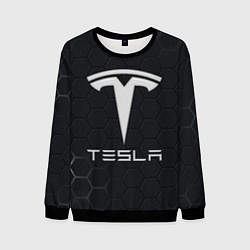 Мужской свитшот Tesla логотип - матовое стекло