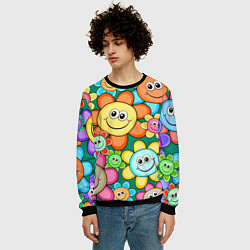 Свитшот мужской Ромашки - смайлы, цвет: 3D-черный — фото 2