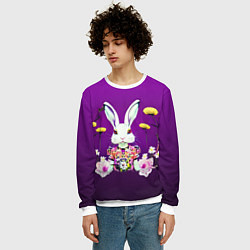 Свитшот мужской Кролик с одуванчиками, цвет: 3D-белый — фото 2