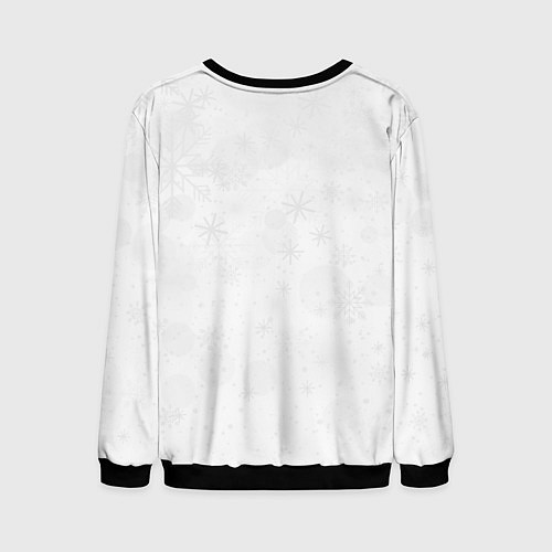 Мужской свитшот Милый снеговик и снежинки / 3D-Черный – фото 2