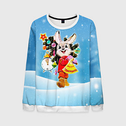 Свитшот мужской Зайчик с советских открыток, цвет: 3D-белый