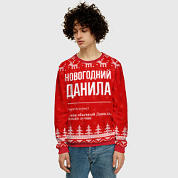 Свитшот мужской Новогодний Данила: свитер с оленями, цвет: 3D-красный — фото 2