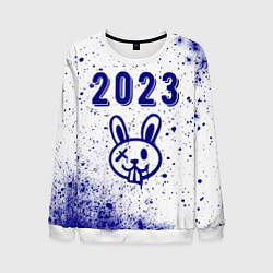 Свитшот мужской 2023 Кролик в стиле граффити на светлом, цвет: 3D-белый