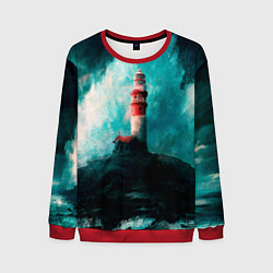 Свитшот мужской Бушующее море, цвет: 3D-красный