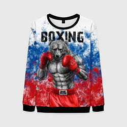 Свитшот мужской Бокс - Россия, цвет: 3D-черный