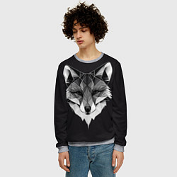 Свитшот мужской Lowpoly fox, цвет: 3D-меланж — фото 2