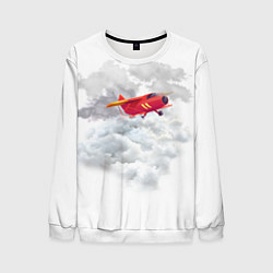 Свитшот мужской Самолёт в облаках, цвет: 3D-белый