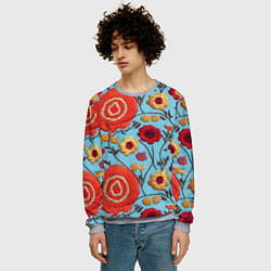 Свитшот мужской Эффект вышивки маки, цвет: 3D-меланж — фото 2