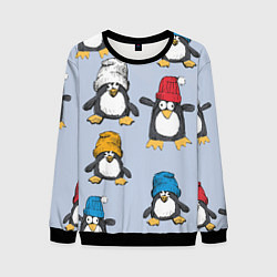 Свитшот мужской Смешные пингвины, цвет: 3D-черный