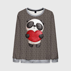 Свитшот мужской Панда с сердечком, цвет: 3D-меланж