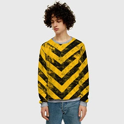 Свитшот мужской WARNING - желто-черные полосы, цвет: 3D-меланж — фото 2
