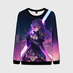 Свитшот мужской Cyber girl in purple light, цвет: 3D-черный