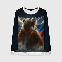 Свитшот мужской Русский медведь патриот, цвет: 3D-белый