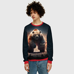 Свитшот мужской Медведь-танк, цвет: 3D-красный — фото 2