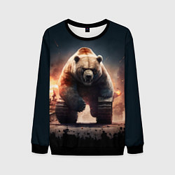 Свитшот мужской Медведь-танк, цвет: 3D-черный