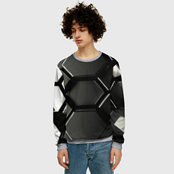 Свитшот мужской Хромированный гексагон объемный, цвет: 3D-меланж — фото 2