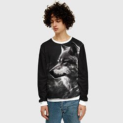 Свитшот мужской Волк в белом дыму, цвет: 3D-белый — фото 2