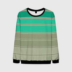 Свитшот мужской Полосатый оливковый зеленый изумрудный узор, цвет: 3D-черный