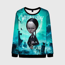 Свитшот мужской Уэнсдэй кладбище арт, цвет: 3D-черный