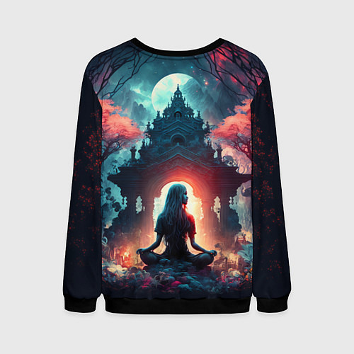 Мужской свитшот Медитирующая девушка / 3D-Черный – фото 2