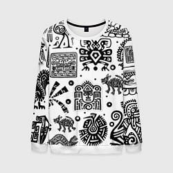 Свитшот мужской Знаки племени Майя, цвет: 3D-белый