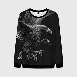 Свитшот мужской Черно-белый ворон, цвет: 3D-черный