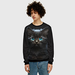 Свитшот мужской Голубоглазый котенок, цвет: 3D-черный — фото 2