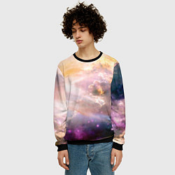 Свитшот мужской Аморфное абстрактное космическое красочное небо, цвет: 3D-черный — фото 2