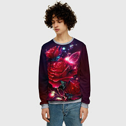 Свитшот мужской Розы с огоньками, цвет: 3D-меланж — фото 2
