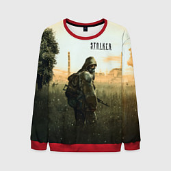 Свитшот мужской STALKER Одиночка утром на ЧАЭС, цвет: 3D-красный
