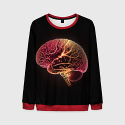 Свитшот мужской Нейронный неоновый мозг, цвет: 3D-красный