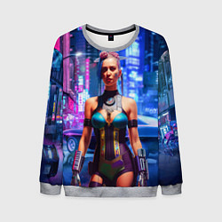 Свитшот мужской Cyberpunk 2077 - neural network, цвет: 3D-меланж