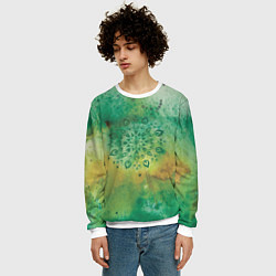 Свитшот мужской Мандала природы, зелёная, исцеление, цвет: 3D-белый — фото 2