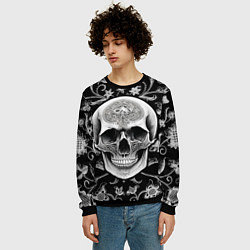 Свитшот мужской Винтажный череп, цвет: 3D-черный — фото 2