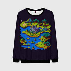 Свитшот мужской Пиксельный остров и замок, цвет: 3D-черный