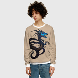 Свитшот мужской Irezumi - японский дракон, цвет: 3D-белый — фото 2