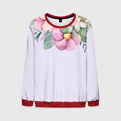 Свитшот мужской Пастельные цветы акварелью - наверху, цвет: 3D-красный