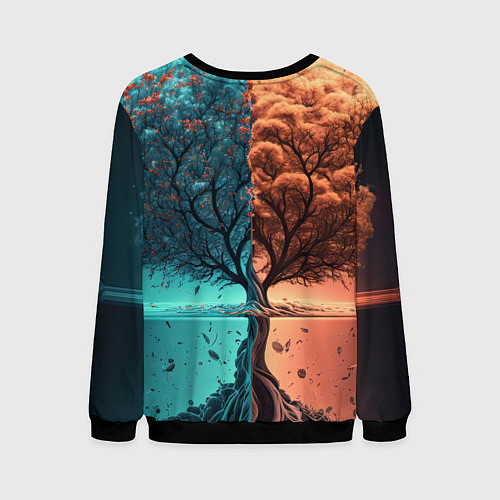 Мужской свитшот Таинственное дерево в озере / 3D-Черный – фото 2