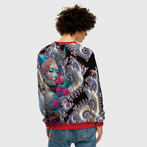 Мужской свитшот Japanese beauty - irezumi / 3D-Красный – фото 4